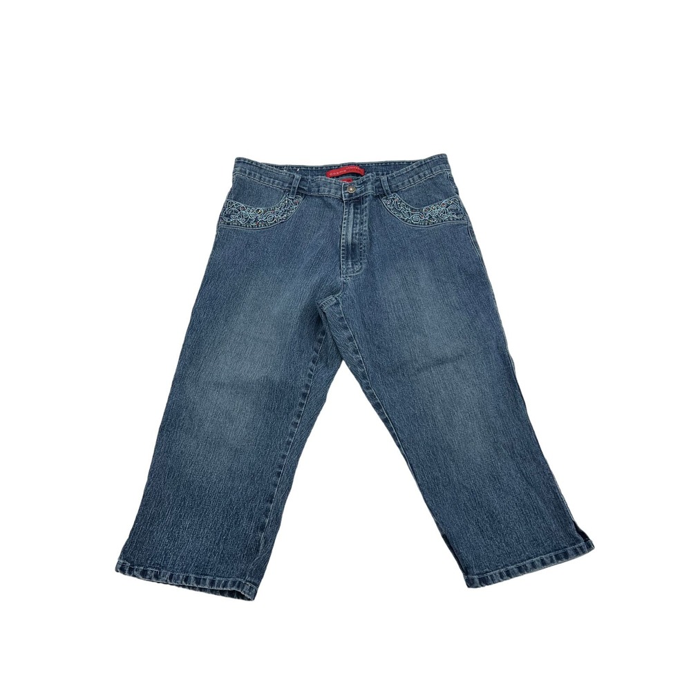 Cosmopolitan Denim Capri Embroidered beaded Jeans